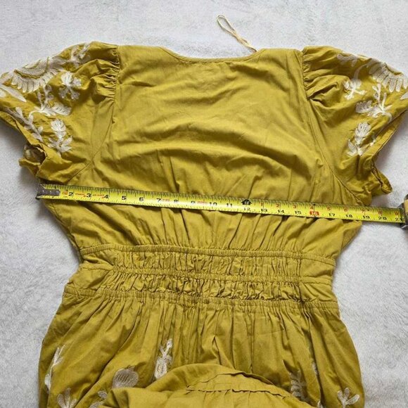 M By Anthropologie The Somerset printed maxi dress yellow embroidered flowers - Picture 7 of 11